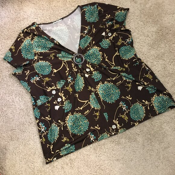 Y2K Vintage Made in Canada Retro Floral Empress Waist Tee With Shirt Clip - Picture 11 of 16